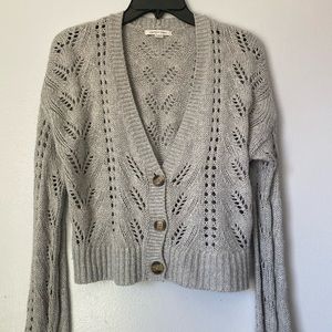 American Eagle Outfitters Light Grey Cropped Cardigan